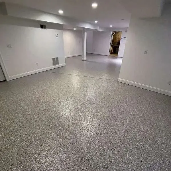 Finished Basement &mdash; full-broadcast flake floor coating