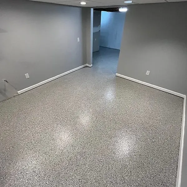 Residential Basement &mdash; full-broadcast flake floor coating