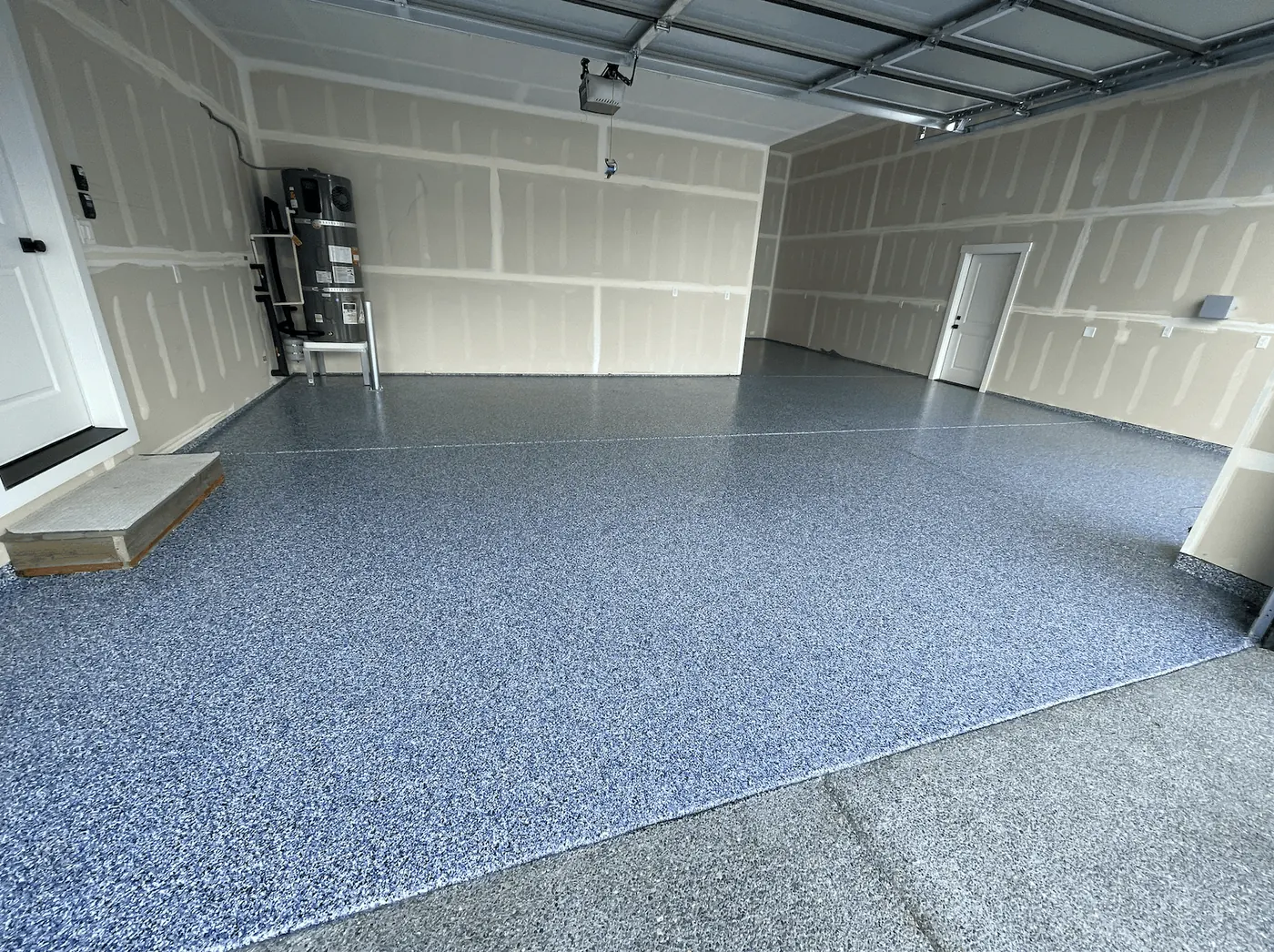 Residential Garage, Indigo Flake &mdash; custom flake blend floor coating