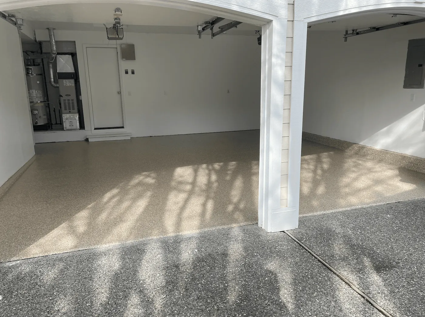 Residential Garage, Sandstone Flake &mdash; custom flake blend floor coating