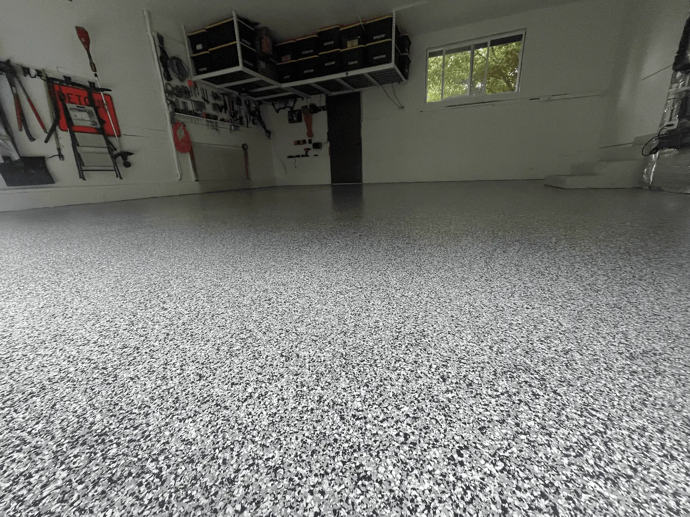 Home Workshop, Silver Flake &mdash; full-broadcast flake floor coating