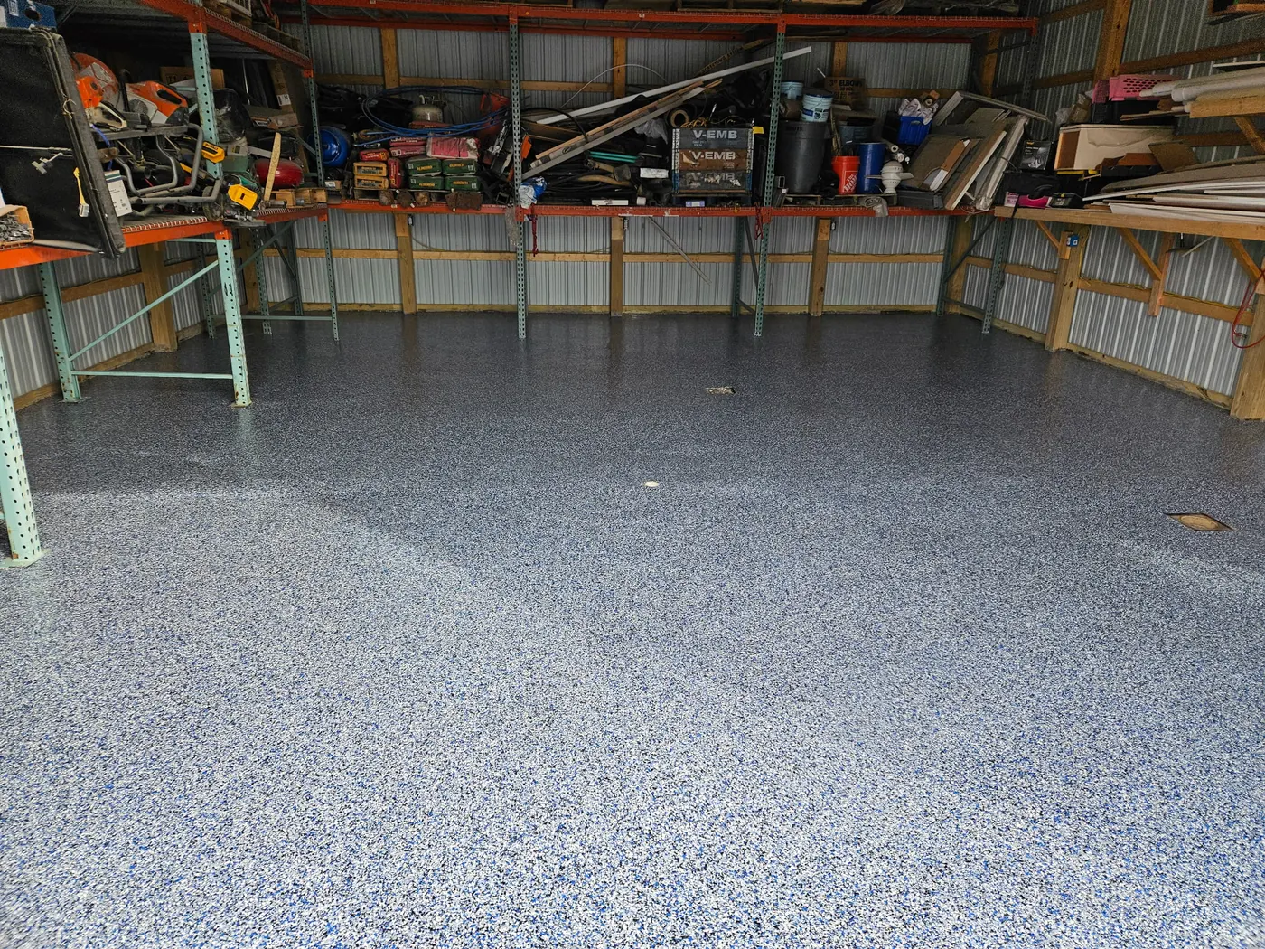 Home Workshop, Slate Flake &mdash; full-broadcast flake floor coating